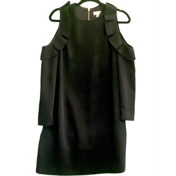 Ted Baker London Siiara Ruffle Frill Cold Shoulder Long Sleeve Dress Size 6 - Picture 5 of 7